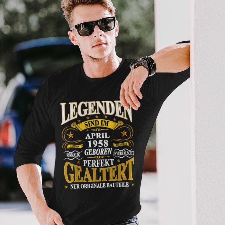 Legenden Sind Im April 1958 Geboren 65 Geburtstag Lustig V2 Langarmshirts Geschenke für Ihn