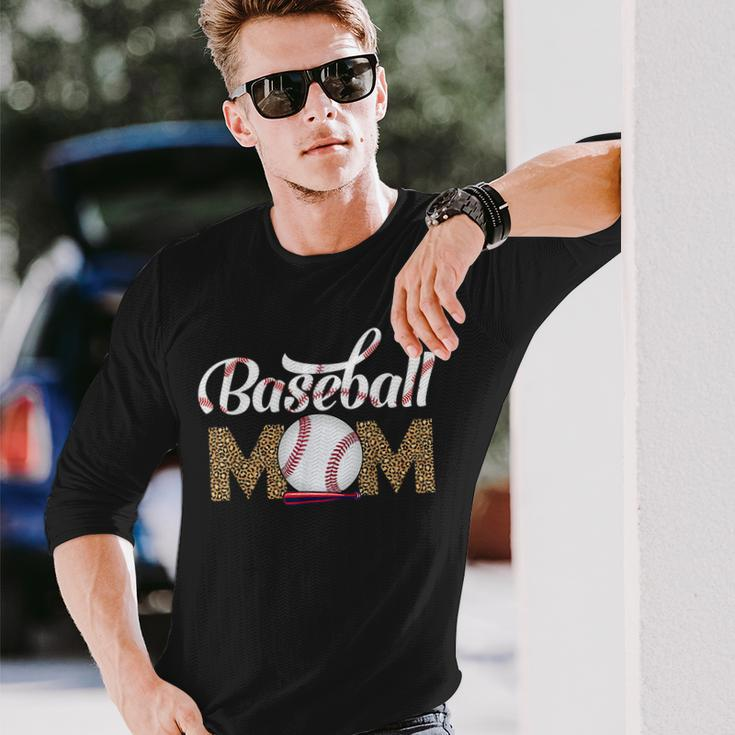 Leopard Baseball Mom Catcher Mom Life Long Sleeve T-Shirt Gifts for Him