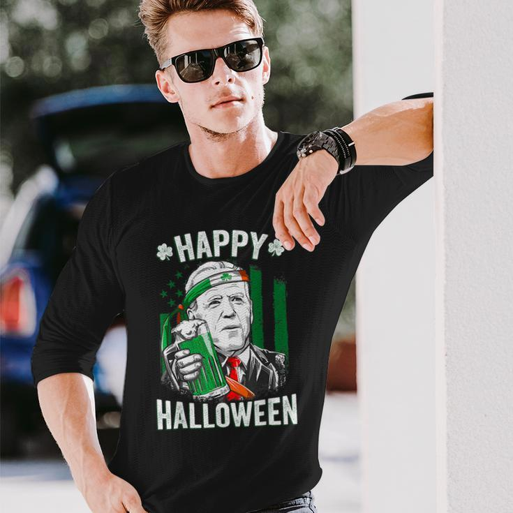 Leprechaun Biden Happy Halloween For St Patricks Day Long Sleeve T-Shirt Gifts for Him