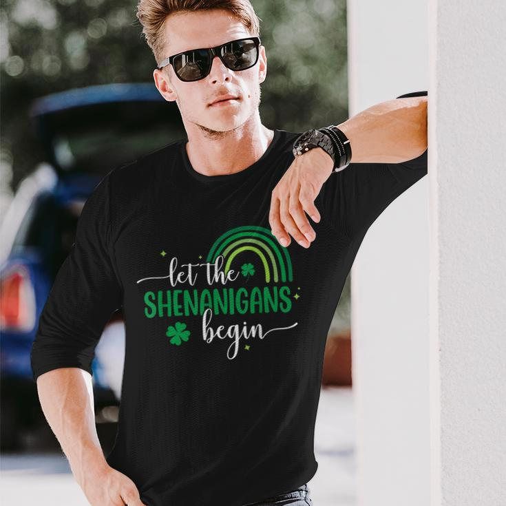 Let The Shenanigans Begin St Patricks Day Lucky Shamrock Long Sleeve T-Shirt T-Shirt Gifts for Him