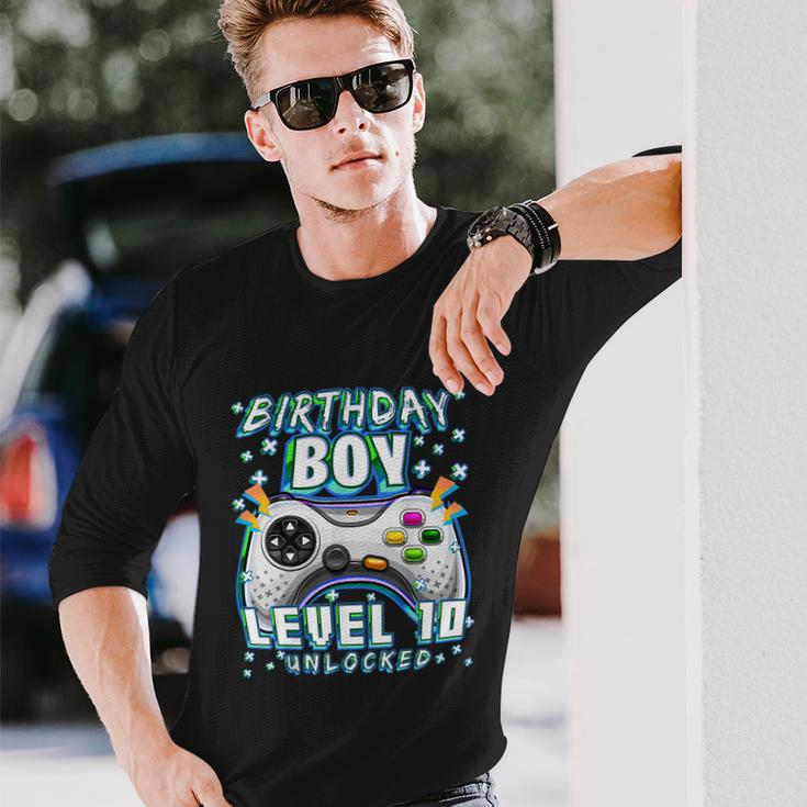 Level 10 Unlocked Video Game 10Th Birthday Gamer Boys Tshirt Long Sleeve T-Shirt Gifts for Him