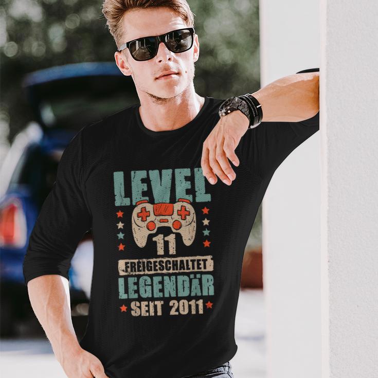 Level 11 Jahre Geburtstags Junge Gamer 2011 Geburtstag Langarmshirts Geschenke für Ihn