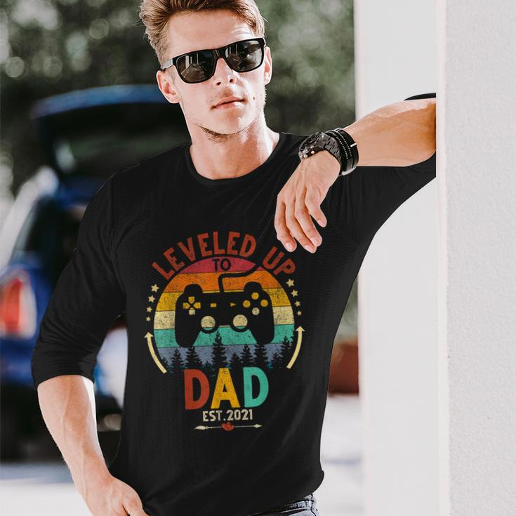 I Leveled Up To Dad Est 2021 Video Gamer Long Sleeve T-Shirt Gifts for Him