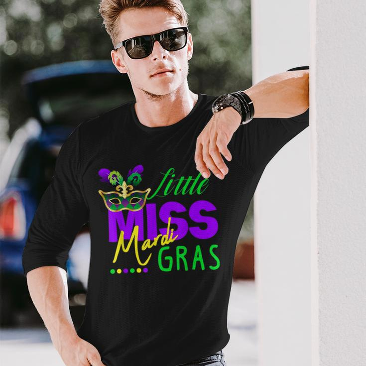 Little Miss Mardi Gras Jester Hat Mardi Beads New Orleans Long Sleeve T-Shirt Gifts for Him