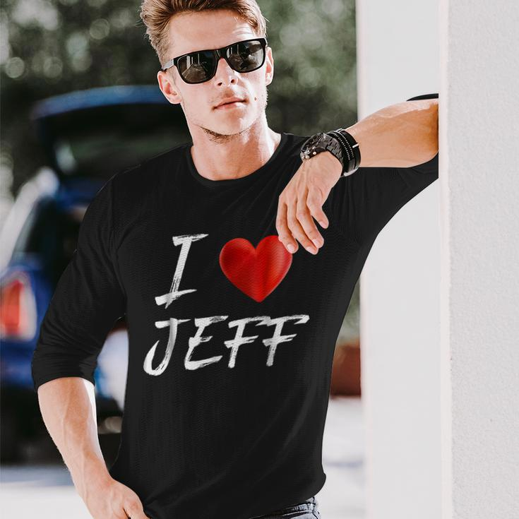 I Love Heart Jeff Name Long Sleeve T-Shirt Gifts for Him