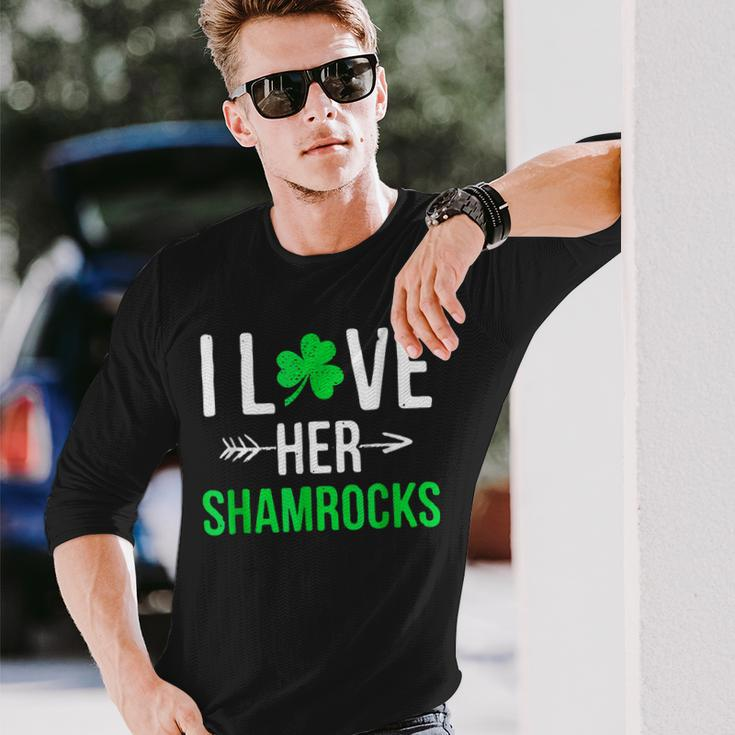 I Love Her Shamrocks St Patricks Day Couples Long Sleeve T-Shirt Gifts for Him