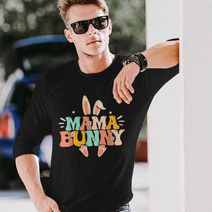 Mama Bunny Retro Groovy Bunny Mom Mommy Happy Easter Day Long Sleeve T-Shirt T-Shirt Gifts for Him