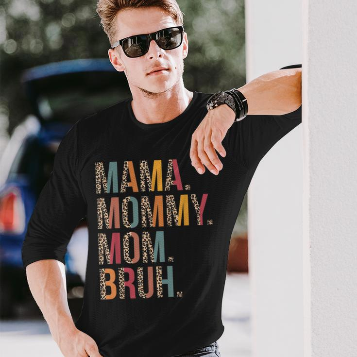 Mama Mommy Mom Bruh Mommy And Me Leopard Long Sleeve T-Shirt T-Shirt Gifts for Him