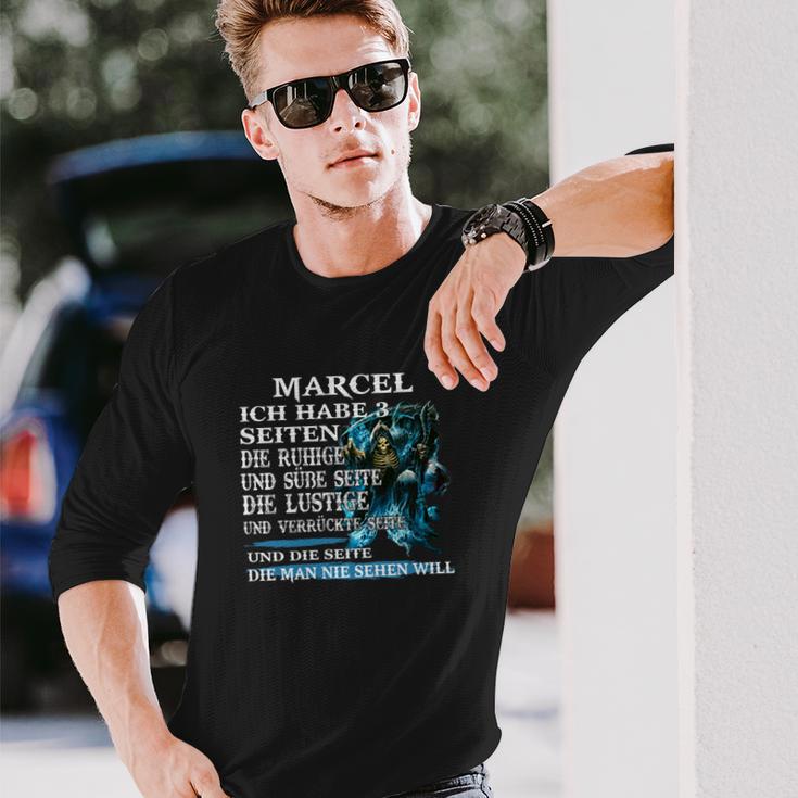 Marcel Langarmshirts Personalisiert, Drei Seiten Persönlichkeit Druck Geschenke für Ihn