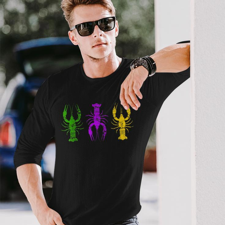 Mardi Gras Crawfish Jester Hat Bead New Orleans Long Sleeve T-Shirt Gifts for Him