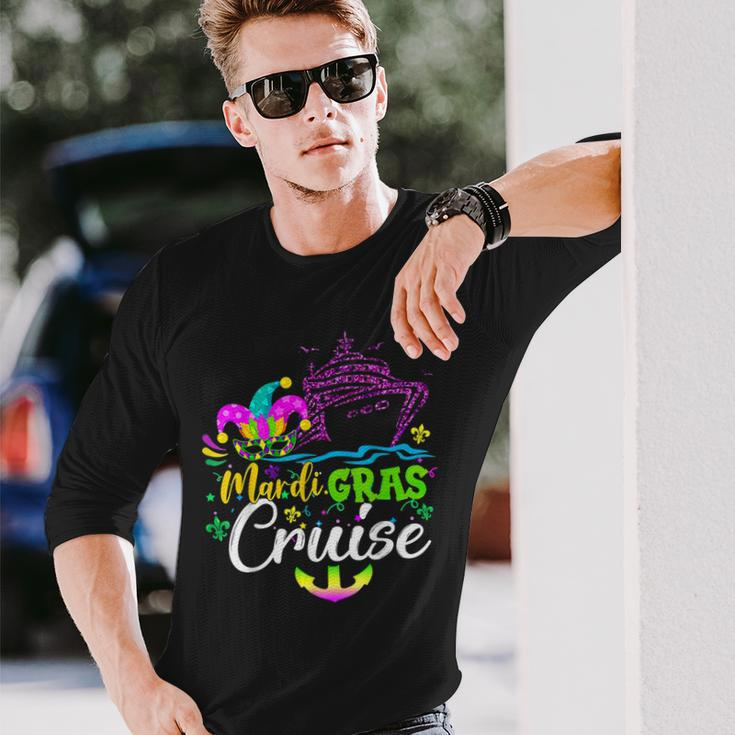 Mardi Gras Cruise Ship Beads Vacation Cruising Carnival Men Women Long Sleeve T-shirt Graphic Print Unisex Gifts for Him