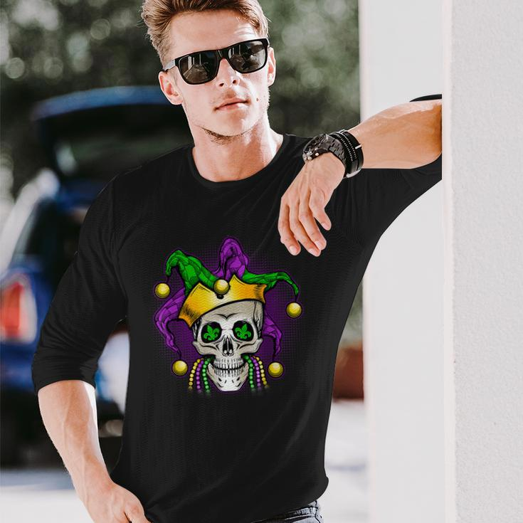Mardi Gras Skull New Orleans Louisiana Mobile Alabama 2023 Long Sleeve T-Shirt Gifts for Him
