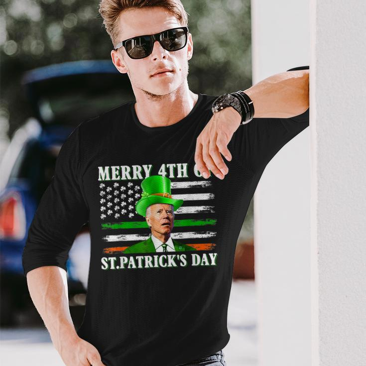 Merry 4Th Of St Patricks Day Joe Biden St Patricks Day Long Sleeve T-Shirt Gifts for Him