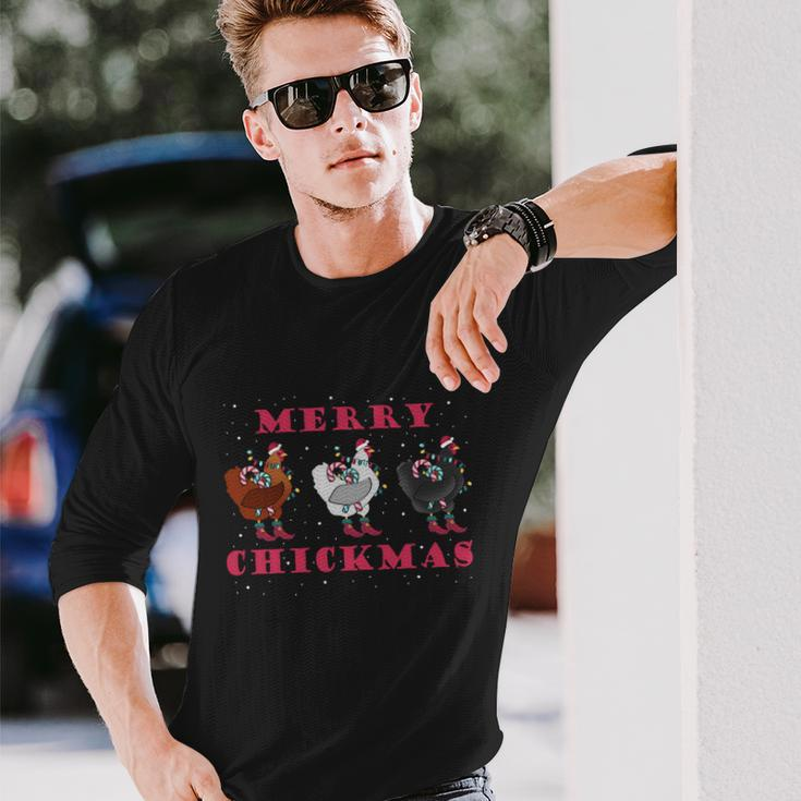 Merry Chickmas Pet Birb Memes Farmer Ugly Christmas Chicken Long Sleeve T-Shirt Gifts for Him