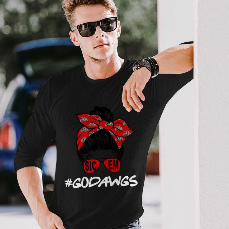 Messy Bun Go Dawgs Sic Em Georgia Football Long Sleeve T-Shirt Gifts for Him