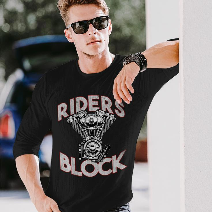 Motorcycle Engine Vintage Riders Block Garage Auto Mechanic Long Sleeve T-Shirt Gifts for Him