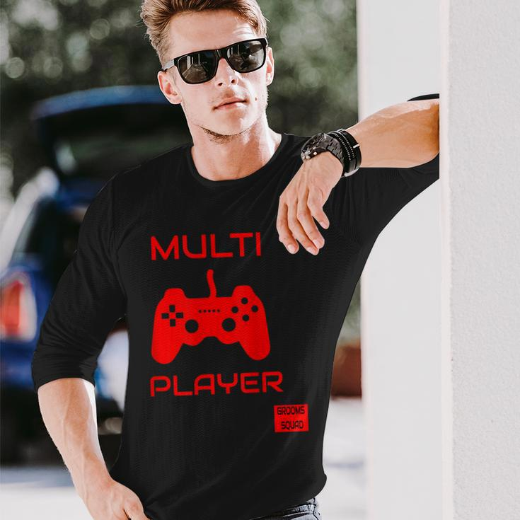 Multi Player Grooms Squad Bachelor Party Retro Long Sleeve T-Shirt Gifts for Him