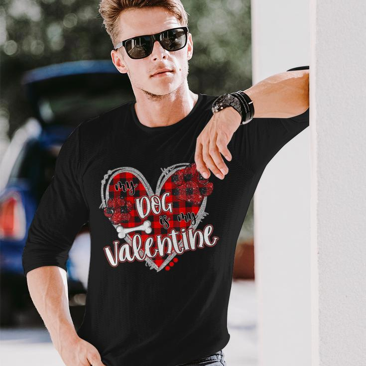 My Dog Is My Valentine Valentines Day V2 Men Women Long Sleeve T-shirt Graphic Print Unisex Gifts for Him