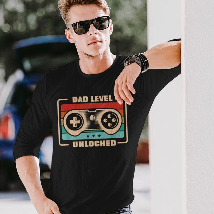 New Dad Vintage Dad Level Unlocked Father Long Sleeve T-Shirt Gifts for Him