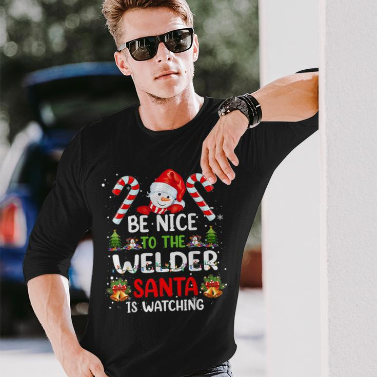 Nurse Christmas - Be Nice To The Nurse Santa Is Watching Men Women Long Sleeve T-shirt Graphic Print Unisex Gifts for Him