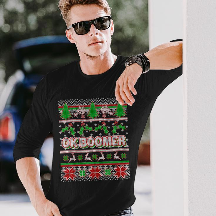 Ok Boomer Ugly Christmas Long Sleeve T-Shirt Gifts for Him