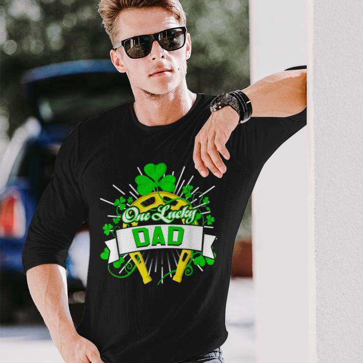One Lucky Dad Happy St Patricks Day Shamrock Long Sleeve T-Shirt Gifts for Him
