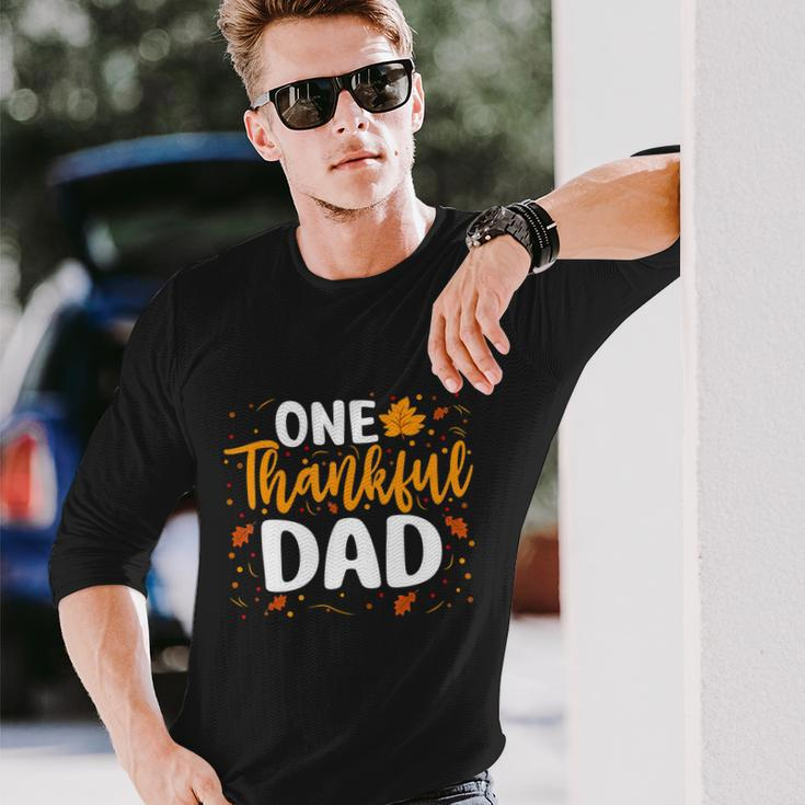 One Thankful Dad Matching Fall Thanksgiving Costume Long Sleeve T-Shirt Gifts for Him