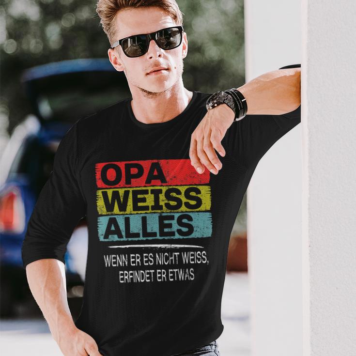 Opa Weiss Alles Werde Grandpa Lustig Enkelin Oma Weltbester Langarmshirts Geschenke für Ihn