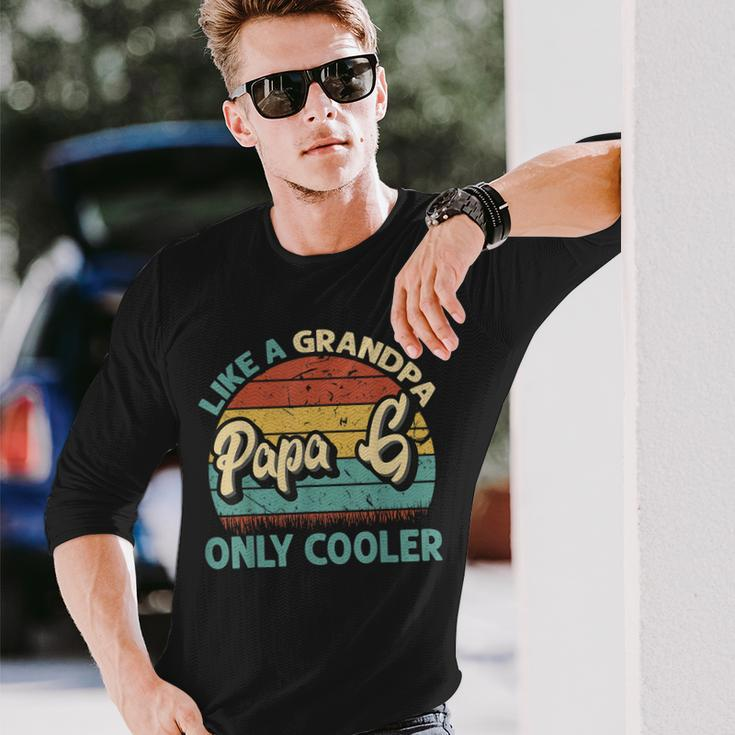 Papa G Like A Grandpa Only Cooler Vintage Dad Fathers Day Long Sleeve T-Shirt Gifts for Him