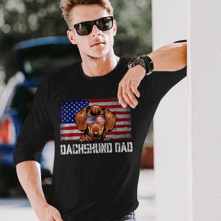 Patriotic Dachshund Dad American Flag 4Th Of July Bbmmkr Long Sleeve T-Shirt T-Shirt Gifts for Him