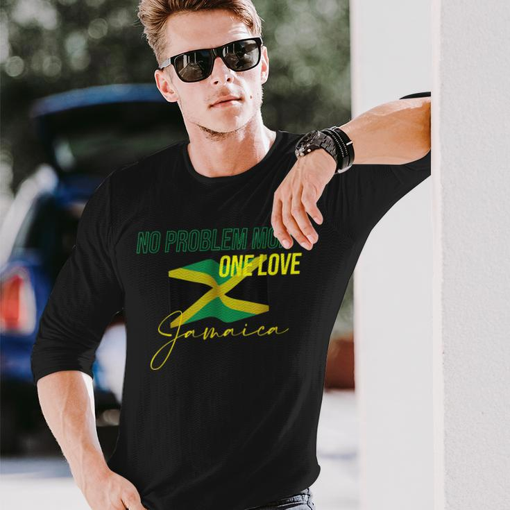 Patriotic One Love Jamaica Pride Clothing Jamaica Flag Color Long Sleeve T-Shirt Gifts for Him