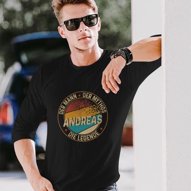 Personalisiertes Andreas Die Legende Schwarzes Langarmshirts, Unikat Design Geschenke für Ihn