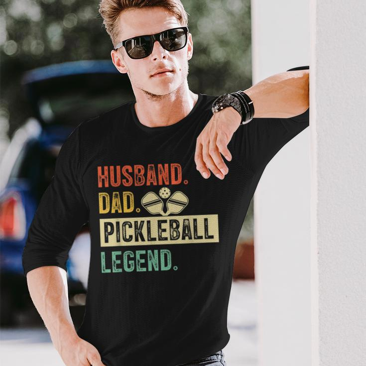 Pickleball Husband Dad Legend Vintage Fathers Day Long Sleeve T-Shirt Gifts for Him