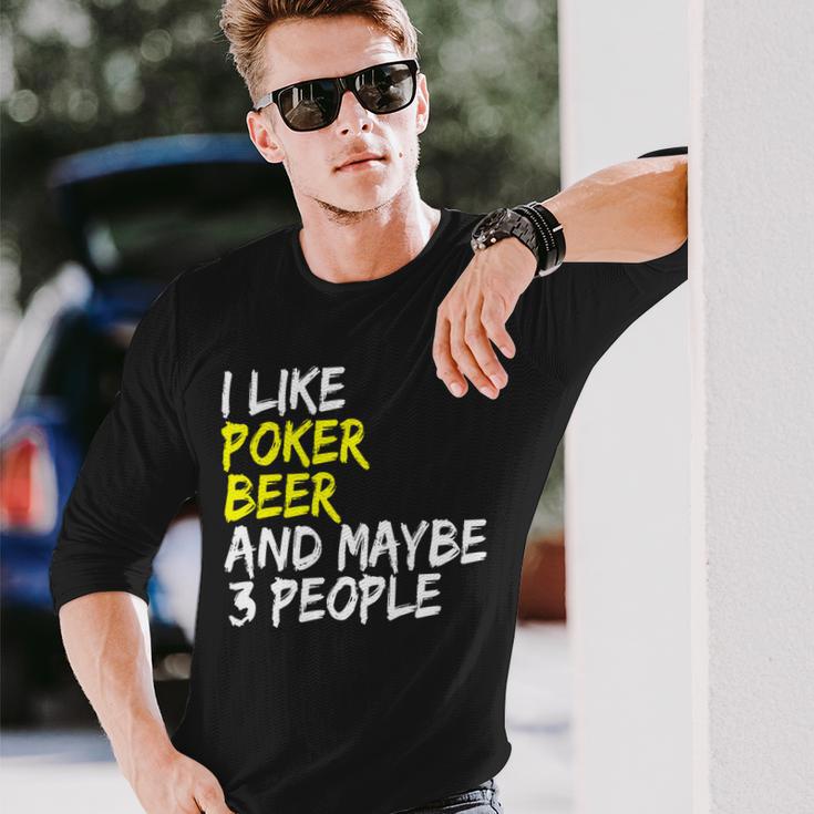 Pokerkarten Spruch Pokerrunde I Like Beer Poker Langarmshirts Geschenke für Ihn