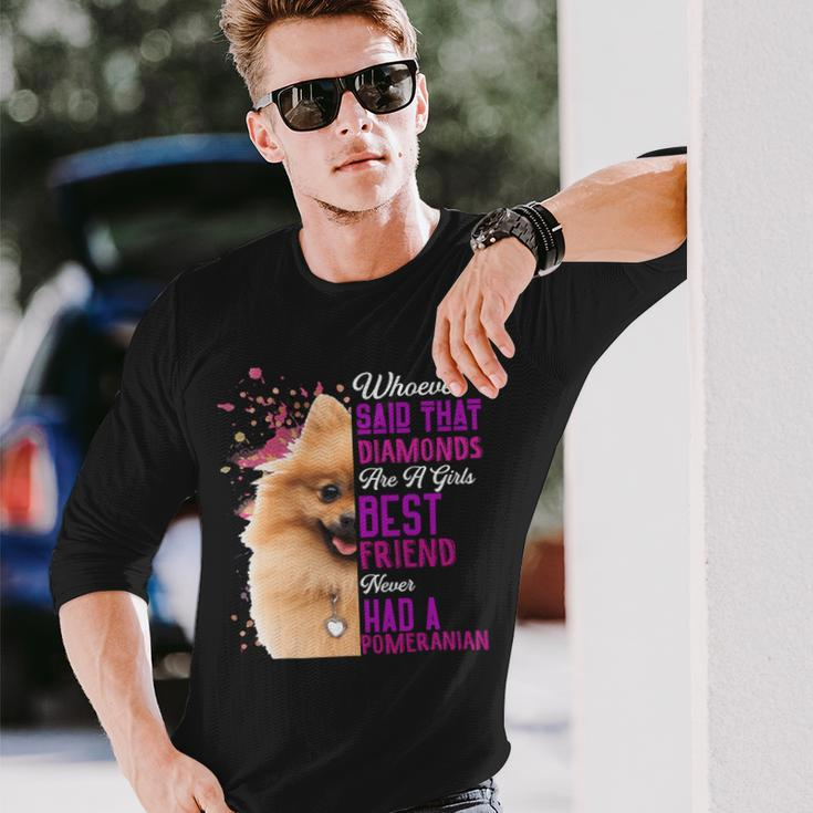 Pomeranian Are A Girls Best Friend Dog Mother Mama Mom Long Sleeve T-Shirt Gifts for Him