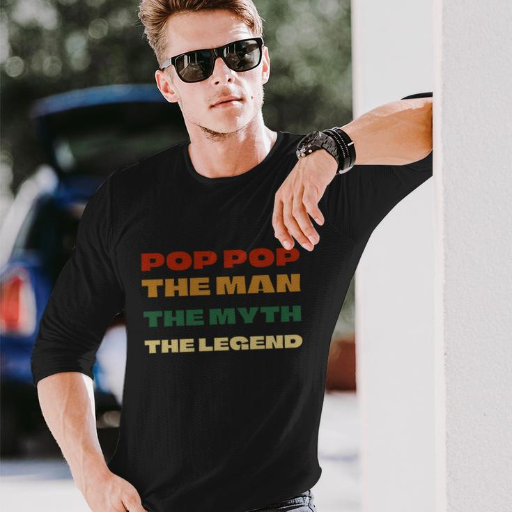 Poppop The Man The Myth The Legend Vintage Daddy Long Sleeve T-Shirt Gifts for Him