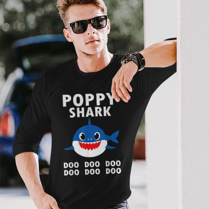 Poppy Shark Doo Doo Doo Fathers Day Poppy Long Sleeve T-Shirt Gifts for Him