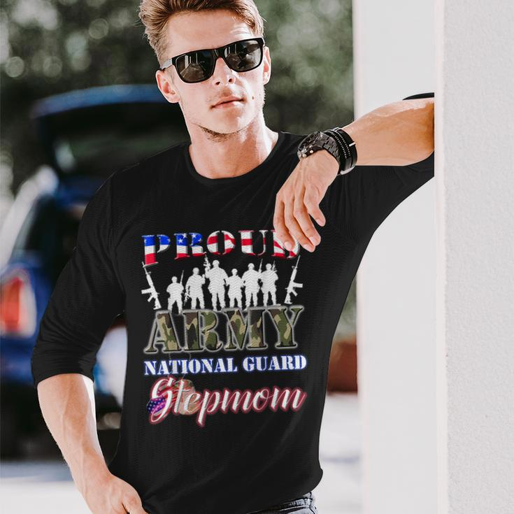 Proud Army National Guard Stepmom US Military Gift Men Women Long Sleeve T-shirt Graphic Print Unisex Gifts for Him