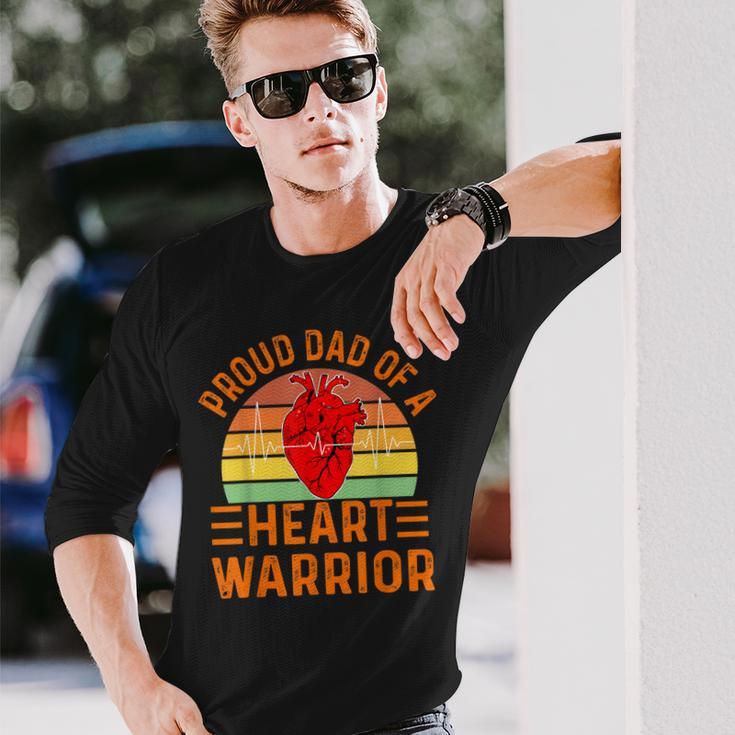 Proud Dad Of A Heart Warrior Heart Attack Survivor Vintage Long Sleeve T-Shirt Gifts for Him