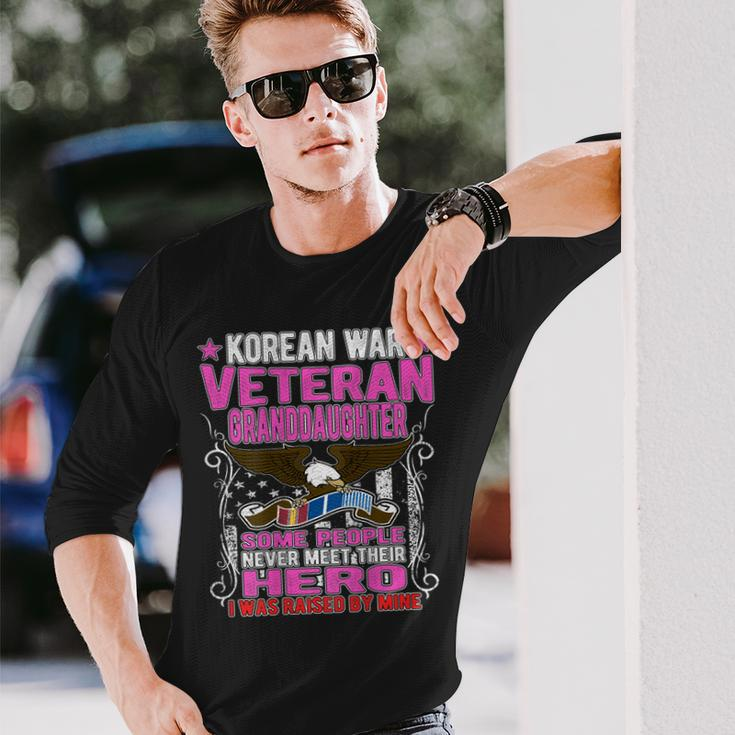Proud Korean War Veteran Granddaughter Veterans Family Gift Men Women Long Sleeve T-shirt Graphic Print Unisex Gifts for Him