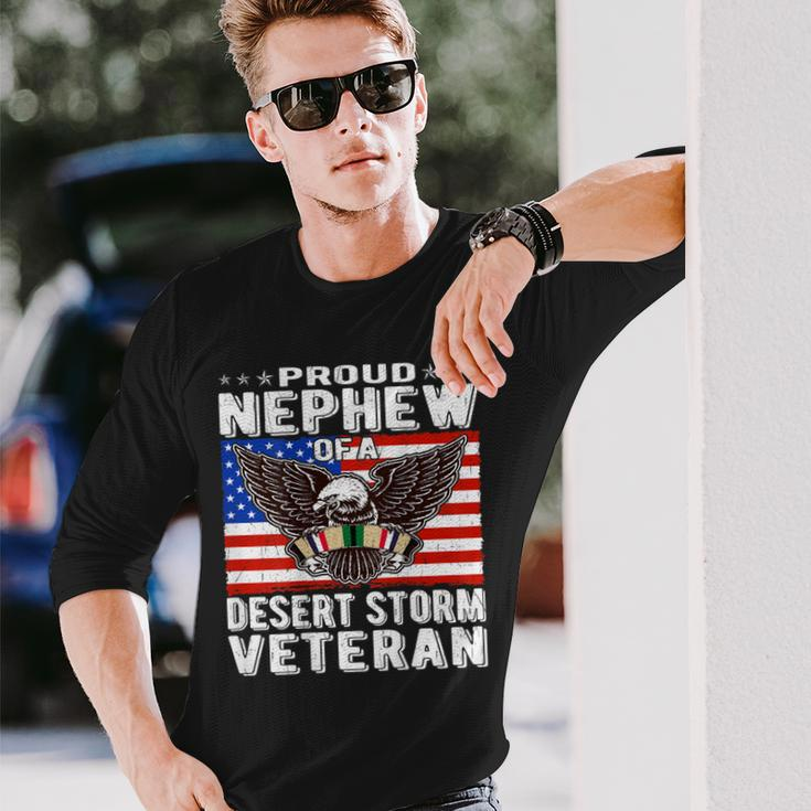 Proud Nephew Of Desert Storm Veteran Persian Gulf War Vet Men Women Long Sleeve T-shirt Graphic Print Unisex Gifts for Him