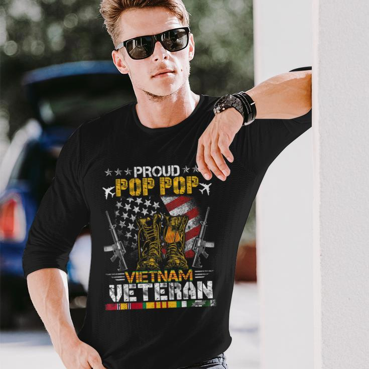 Proud Pop Pop Of Vietnam Veteran Us Flag Proud Veteran Long Sleeve T-Shirt Gifts for Him