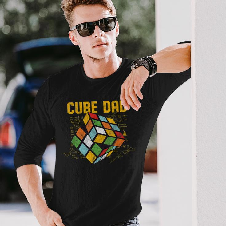 Puzzle Cube Dad Speed Cubing 80S Youth Vintage Math Long Sleeve T-Shirt Gifts for Him