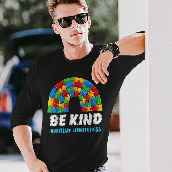 Rainbow Puzzle Autism Support Be Kind Autism Awareness Long Sleeve T-Shirt T-Shirt Gifts for Him