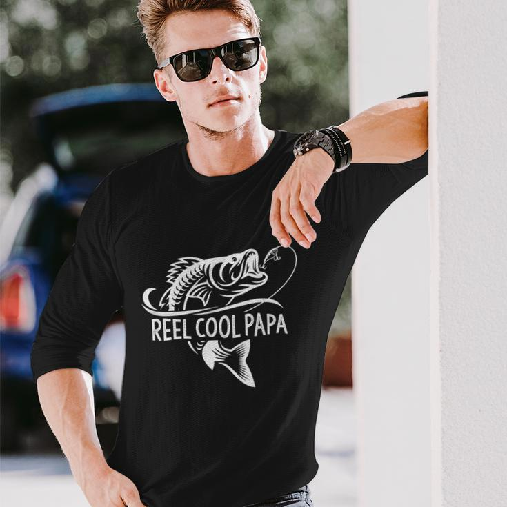 Reel Cool Papa Fishing Dad Fathers Day Fisherman Fish Tshirt Long Sleeve T-Shirt Gifts for Him