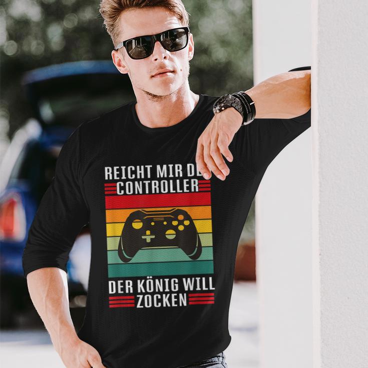 Reichet Mir Den Controller König Zocken I Konsole Gamer Langarmshirts Geschenke für Ihn