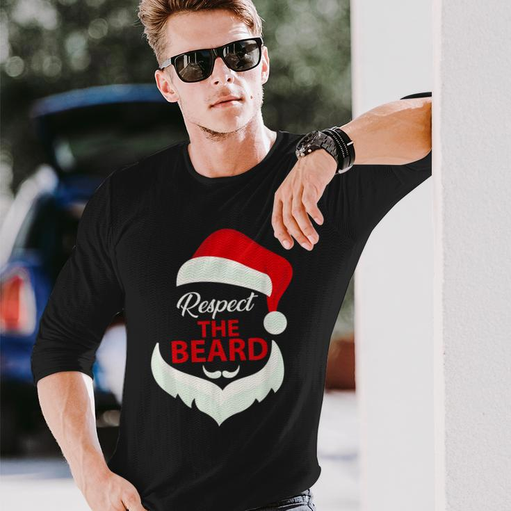 Respect The Beard Santa Claus Christmas Men Women Long Sleeve T-shirt Graphic Print Unisex Gifts for Him