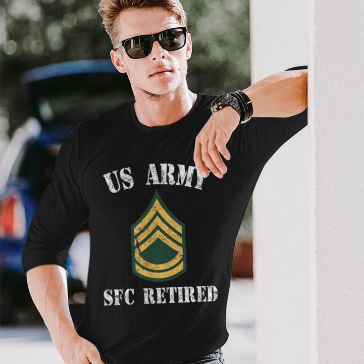 Retired Army Sergeant First Class Military Veteran Men Women Long Sleeve T-shirt Graphic Print Unisex Gifts for Him