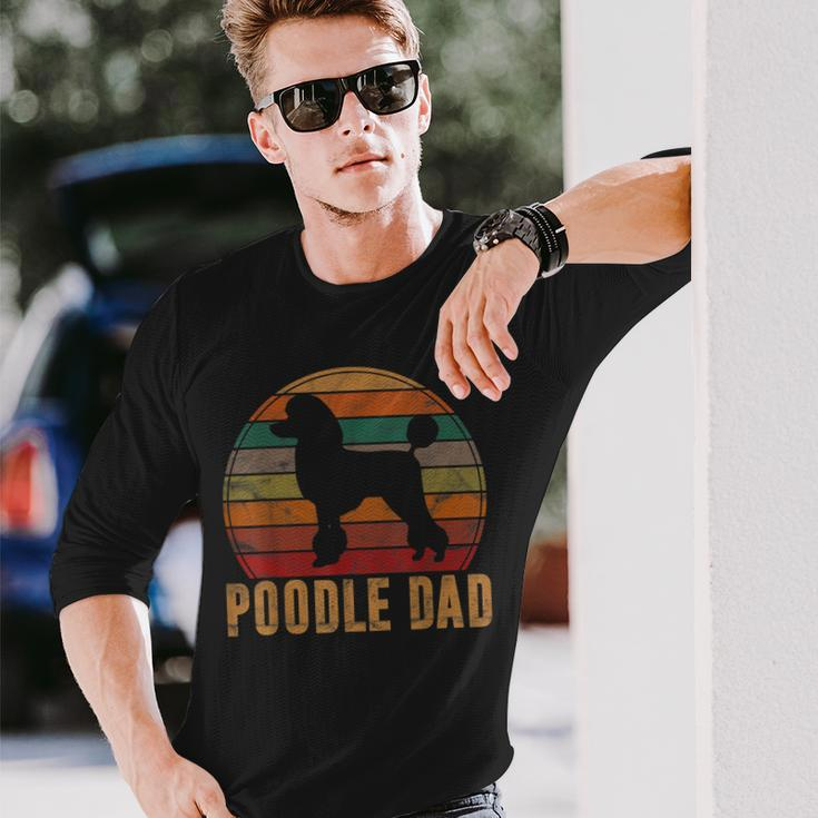 Retro Poodle Dad Dog Owner Pet Poodle Father Long Sleeve T-Shirt Gifts for Him