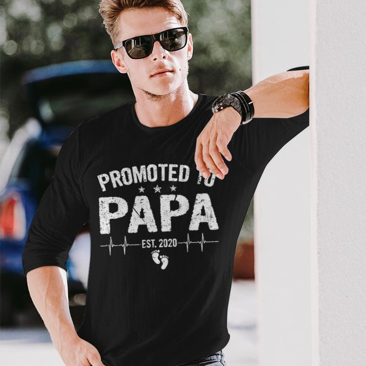 Retro Promoted To Papa Est 2020 Fathers Day New Grandpa Long Sleeve T-Shirt Gifts for Him